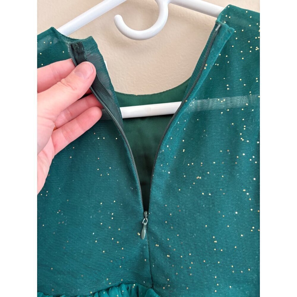 Trish Scully Girls Green Glitter Emerald Party Holiday Photoshoot Dress Size 6 - Picture 7 of 12